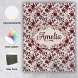 Personalised Name Elegant Burgundy Floral Custom  Bespoke Decorative Contemporary Canvas Wall Art Print Decor Picture Ready to Hang