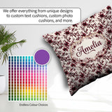 Custom Name Elegant Burgundy Floral on Light Background Seamless Square Filled Cushion Throw Pillow Sofa Bed Home Decor Zip Washable UK Made