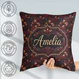 Custom Name Luxury Deep Red Floral Pattern with Foliage Seamless Square Filled Cushion Throw Pillow Sofa Bed Home Decor Zip Washable UK Made