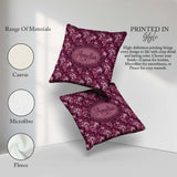 Custom Name Dark Plum Botanical Floral Pattern with Soft Accents Square Filled Cushion Throw Pillow Sofa Bed Home Decor Zip Washable UK Made