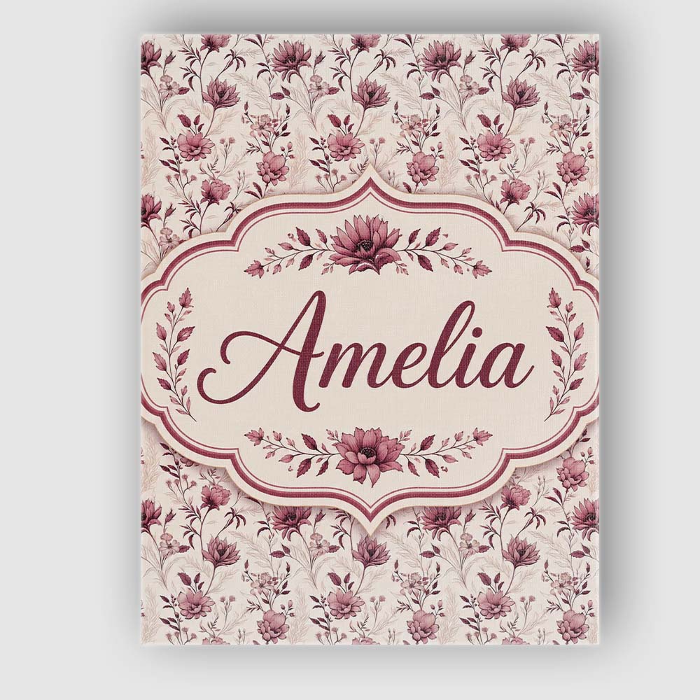 Personalised Name Delicate Mauve Wildflower Custom  Bespoke Interior Contemporary Canvas Wall Art Print Decor Picture Ready to Hang