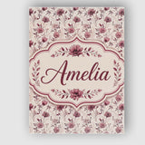 Personalised Name Delicate Mauve Wildflower Custom  Bespoke Interior Contemporary Canvas Wall Art Print Decor Picture Ready to Hang