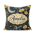 Custom Name Golden Floral Crescent Night Garden Seamless Pattern Square Filled Cushion Throw Pillow Sofa Bed Home Decor Zip Washable UK Made