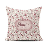 Custom Name Autumn Botanical Floral Pattern in and Neutral Tones Square Filled Cushion Throw Pillow Sofa Bed Home Decor Zip Washable UK Made
