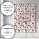 Personalised Name Autumn Botanical Floral Custom  Unique Gift Idea Elegant Feature Canvas Wall Art Print Decor Picture Ready to Hang