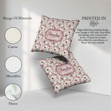 Custom Name Autumn Botanical Floral Pattern in and Neutral Tones Square Filled Cushion Throw Pillow Sofa Bed Home Decor Zip Washable UK Made