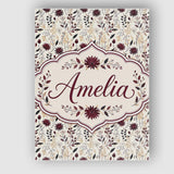 Personalised Name Neutral Wildflower Custom Premium Decorative Design Modern Room Accent Canvas Wall Art Print Decor Picture Ready to Hang