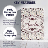 Personalised Name Neutral Wildflower Custom Premium Decorative Design Modern Room Accent Canvas Wall Art Print Decor Picture Ready to Hang