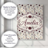 Personalised Name Neutral Wildflower Custom Premium Decorative Design Modern Room Accent Canvas Wall Art Print Decor Picture Ready to Hang