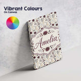 Personalised Name Neutral Wildflower Custom Premium Decorative Design Modern Room Accent Canvas Wall Art Print Decor Picture Ready to Hang