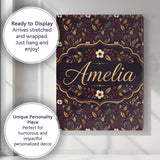 Personalised Name Dark Burgundy and Gold Custom  Unique Gift Idea Elegant Feature Canvas Wall Art Print Decor Picture Ready to Hang