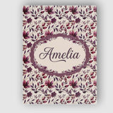 Personalised Name Elegant Plum Floral Custom Modern Room Accent Creative Decorator Style Canvas Wall Art Print Decor Picture Ready to Hang