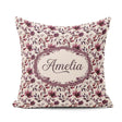 Custom Name Elegant Plum Branches with Berries on Cream Seamless Square Filled Cushion Throw Pillow Sofa Bed Home Decor Zip Washable UK Made