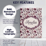 Personalised Name Elegant Plum Floral Custom Modern Room Accent Creative Decorator Style Canvas Wall Art Print Decor Picture Ready to Hang