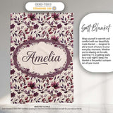 Elegant Plum Floral Branches with Berries on Cream Seamless Pattern  Personalised Custom Name Super Soft Fleece Blanket Bed Sofa Throw