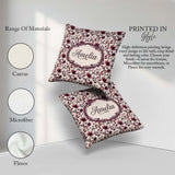 Custom Name Elegant Plum Branches with Berries on Cream Seamless Square Filled Cushion Throw Pillow Sofa Bed Home Decor Zip Washable UK Made
