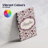 Personalised Name Elegant Plum Floral Custom Modern Room Accent Creative Decorator Style Canvas Wall Art Print Decor Picture Ready to Hang