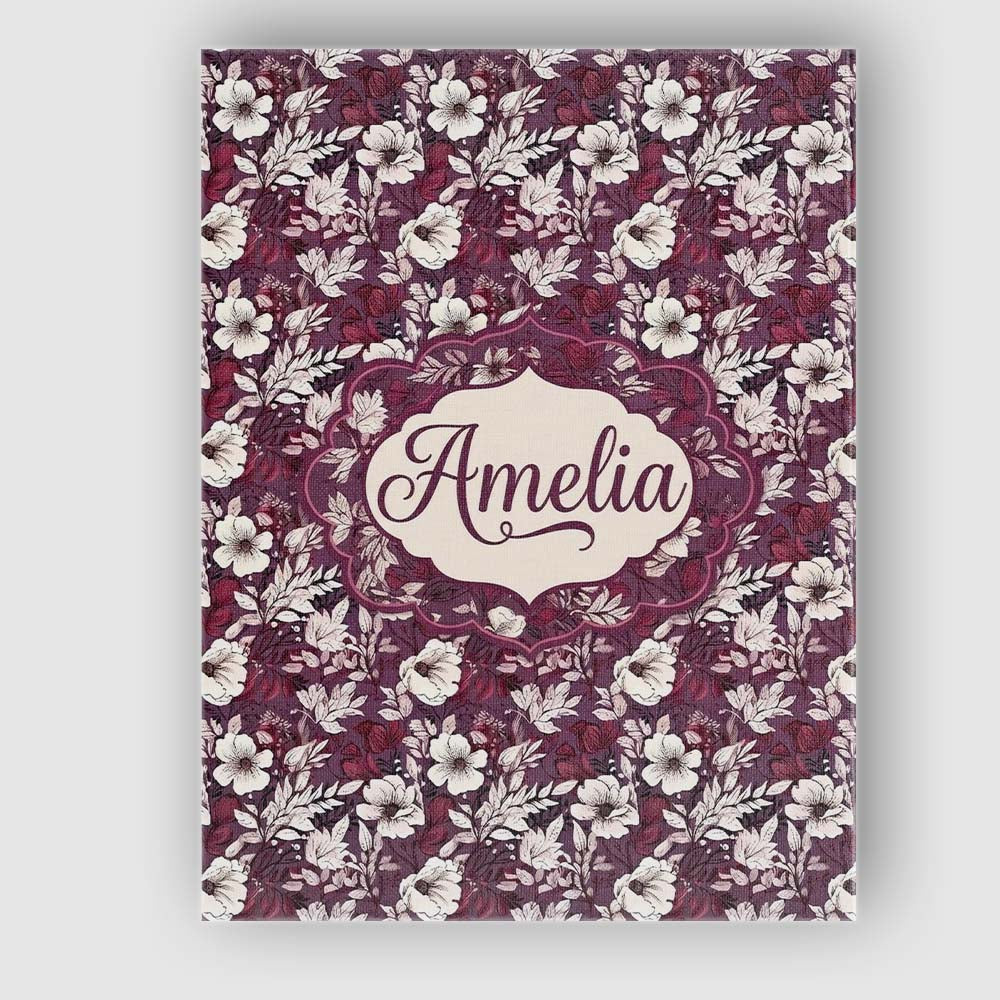 Personalised Name Deep Mauve Floral Garden Custom  Unique Gift Idea Elegant Feature Canvas Wall Art Print Decor Picture Ready to Hang
