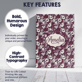 Personalised Name Deep Mauve Floral Garden Custom  Unique Gift Idea Elegant Feature Canvas Wall Art Print Decor Picture Ready to Hang