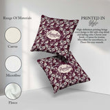 Custom Name Deep Mauve Floral Garden with Ivory Blossoms Pattern Square Filled Cushion Throw Pillow Sofa Bed Home Decor Zip Washable UK Made