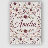 Personalised Name Soft Beige and Burgundy Custom  Unique Gift Idea Elegant Feature Canvas Wall Art Print Decor Picture Ready to Hang