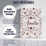 Personalised Name Soft Beige and Burgundy Custom  Unique Gift Idea Elegant Feature Canvas Wall Art Print Decor Picture Ready to Hang