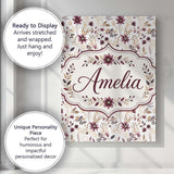 Personalised Name Soft Beige and Burgundy Custom  Unique Gift Idea Elegant Feature Canvas Wall Art Print Decor Picture Ready to Hang