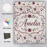 Personalised Name Soft Beige and Burgundy Custom  Unique Gift Idea Elegant Feature Canvas Wall Art Print Decor Picture Ready to Hang