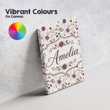 Personalised Name Soft Beige and Burgundy Custom  Unique Gift Idea Elegant Feature Canvas Wall Art Print Decor Picture Ready to Hang