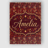 Personalised Name Rich Red and Gold Autumn Custom  Unique Gift Idea Elegant Feature Canvas Wall Art Print Decor Picture Ready to Hang