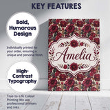 Personalised Name Bold Red Dahlia Floral Custom  Unique Gift Idea Elegant Feature Canvas Wall Art Print Decor Picture Ready to Hang