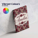 Personalised Name Bold Red Dahlia Floral Custom  Unique Gift Idea Elegant Feature Canvas Wall Art Print Decor Picture Ready to Hang