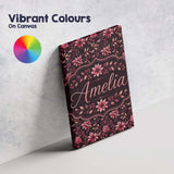 Personalised Name Dark Burgundy Floral Custom  Modern Room Accent Elegant Feature Canvas Wall Art Print Decor Picture Ready to Hang