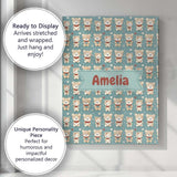 Personalised Name Cute Teddy Bears with Custom  Modern Room Accent Elegant Feature Canvas Wall Art Print Decor Picture Ready to Hang