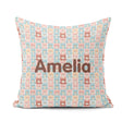 Custom Name Pastel Teddy Bear Faces Repeating Seamless Name Cute Square Filled Cushion Throw Pillow Sofa Bed Home Decor Zip Washable UK Made