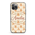 Vintage Teddy Bears with Hearts on Beige Seamless Custom Name Protective Phone Case Mobile Cover Durable Everyday Smartphone Shock Resistant