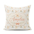 Custom Name Teddy Bears with Hearts and Soft Background Seamless Square Filled Cushion Throw Pillow Sofa Bed Home Decor Zip Washable UK Made