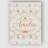 Personalised Name Cute Teddy Bears with Custom  Modern Room Accent Elegant Feature Canvas Wall Art Print Decor Picture Ready to Hang