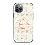 Cute Teddy Bears with Hearts and Soft Pastel Custom Name Protective Phone Case Mobile Cover Durable Everyday Smartphone Shock Resistant