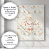 Personalised Name Cute Teddy Bears with Custom  Modern Room Accent Elegant Feature Canvas Wall Art Print Decor Picture Ready to Hang