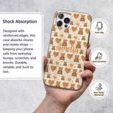 Brown Teddy Bears with Large Hearts Cute Seamless Custom Name Protective Phone Case Mobile Cover Durable Everyday Smartphone Shock Resistant