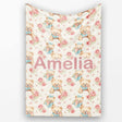 Teddy Bears with Blue Bows and Pink Roses Seamless Pattern Name Cute  Personalised Custom Name Super Soft Fleece Blanket Bed Sofa Throw