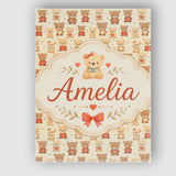 Personalised Name Adorable Teddy Bears with Custom  Bespoke Interior Contemporary Canvas Wall Art Print Decor Picture Ready to Hang