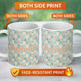 Personalized Custom Name Pastel Teddy Bears Repeating Cute Characters Seamless Pattern Name 11oz Ceramic Coffee Tea Mug White Large Handle