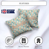 Custom Name Pastel Teddy Bears Repeating Characters Pattern Name Square Filled Cushion Throw Pillow Sofa Bed Home Decor Zip Washable UK Made