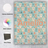 Personalised Name Pastel Teddy Bears Custom Premium Decorative Design Modern Room Accent Canvas Wall Art Print Decor Picture Ready to Hang