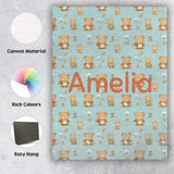 Personalised Name Teddy Bears with Umbrellas Custom Bespoke  Contemporary Display Canvas Wall Art Print Decor Picture Ready to Hang