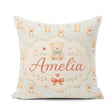Custom Name Cute Teddy Bears with Hearts on Soft Blue Background Square Filled Cushion Throw Pillow Sofa Bed Home Decor Zip Washable UK Made