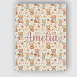 Personalised Name Cute Teddy Bears with Custom  Modern Room Accent Elegant Feature Canvas Wall Art Print Decor Picture Ready to Hang