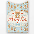 Adorable Teddy Bears with Heart Motifs on Blue Background Seamless  Personalised Custom Name Super Soft Fleece Blanket Bed Sofa Throw